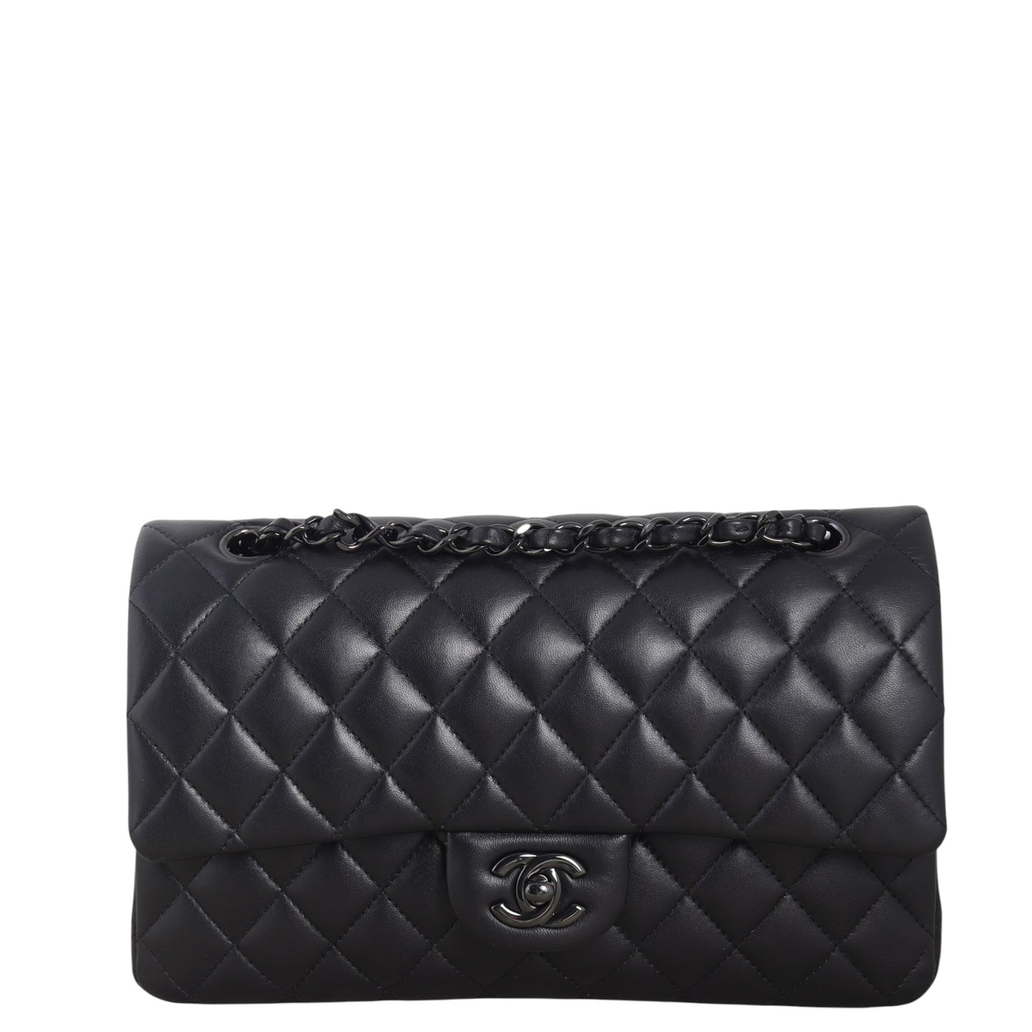 Chanel Classic Double Flap Lambskin Handbag Quilted Black Crossbody Bag Lambskin 18122025