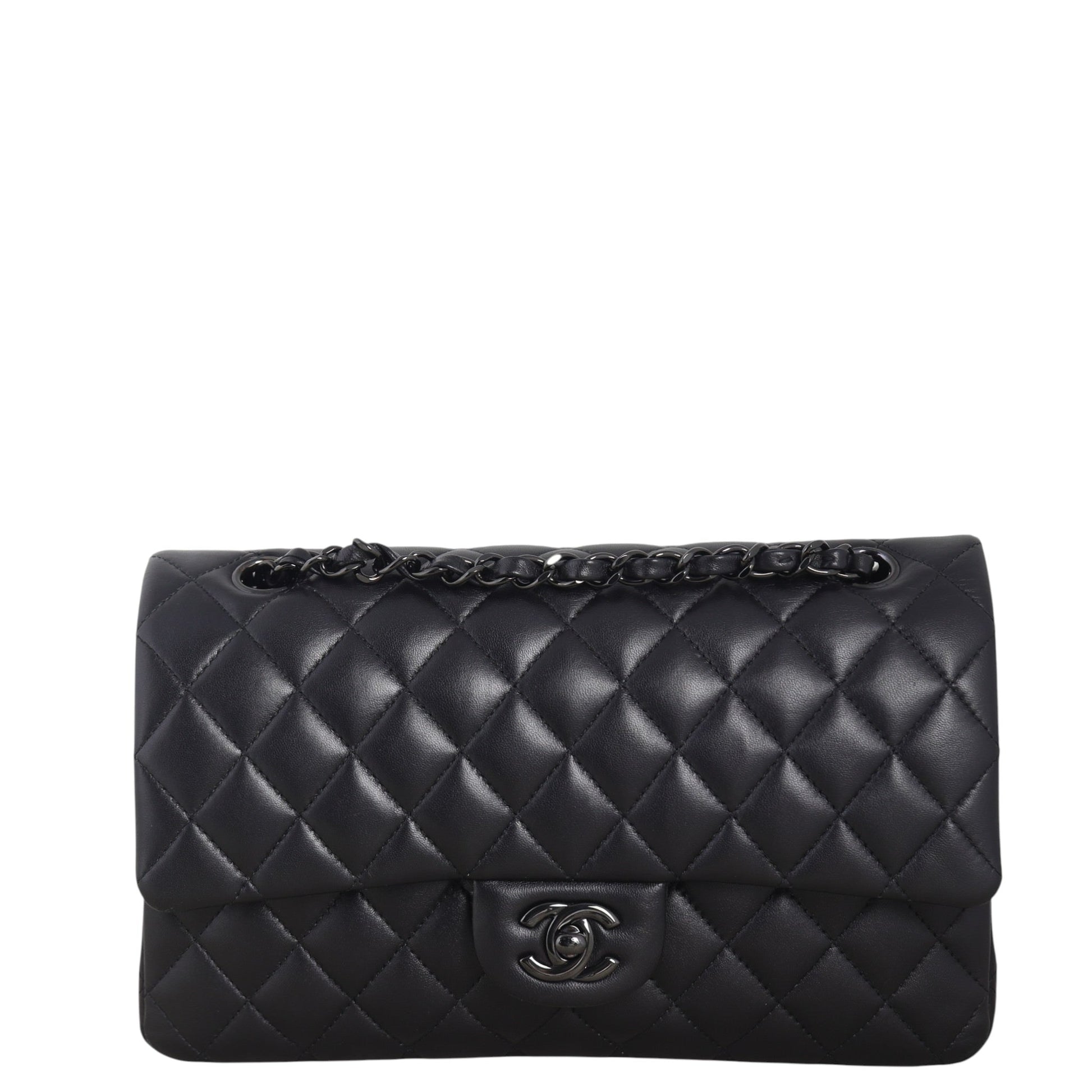 Chanel Classic Double Flap Lambskin Handbag Quilted Black Crossbody Bag Lambskin 18122025
