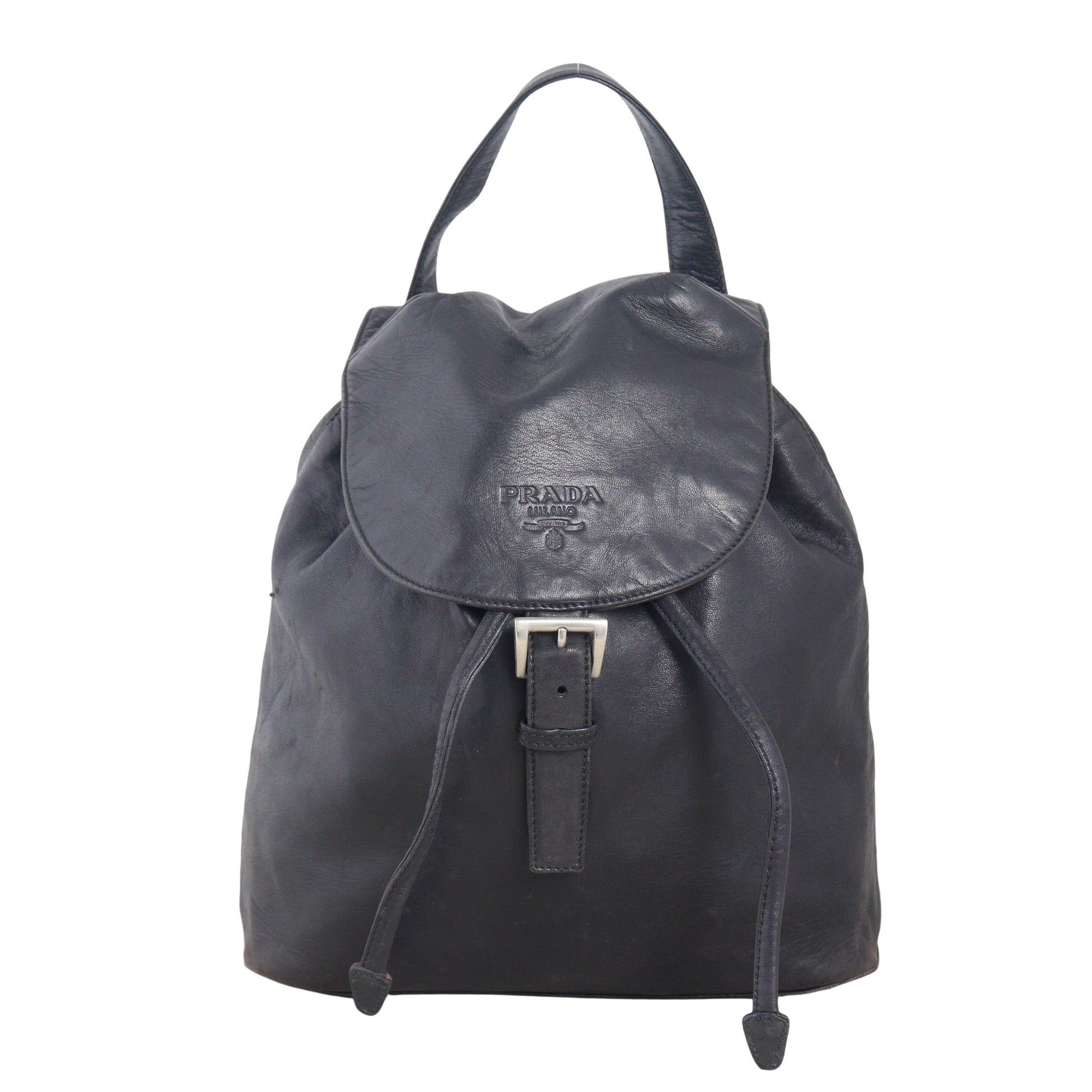 Prada Backpack Drawstring 2 Leather Black