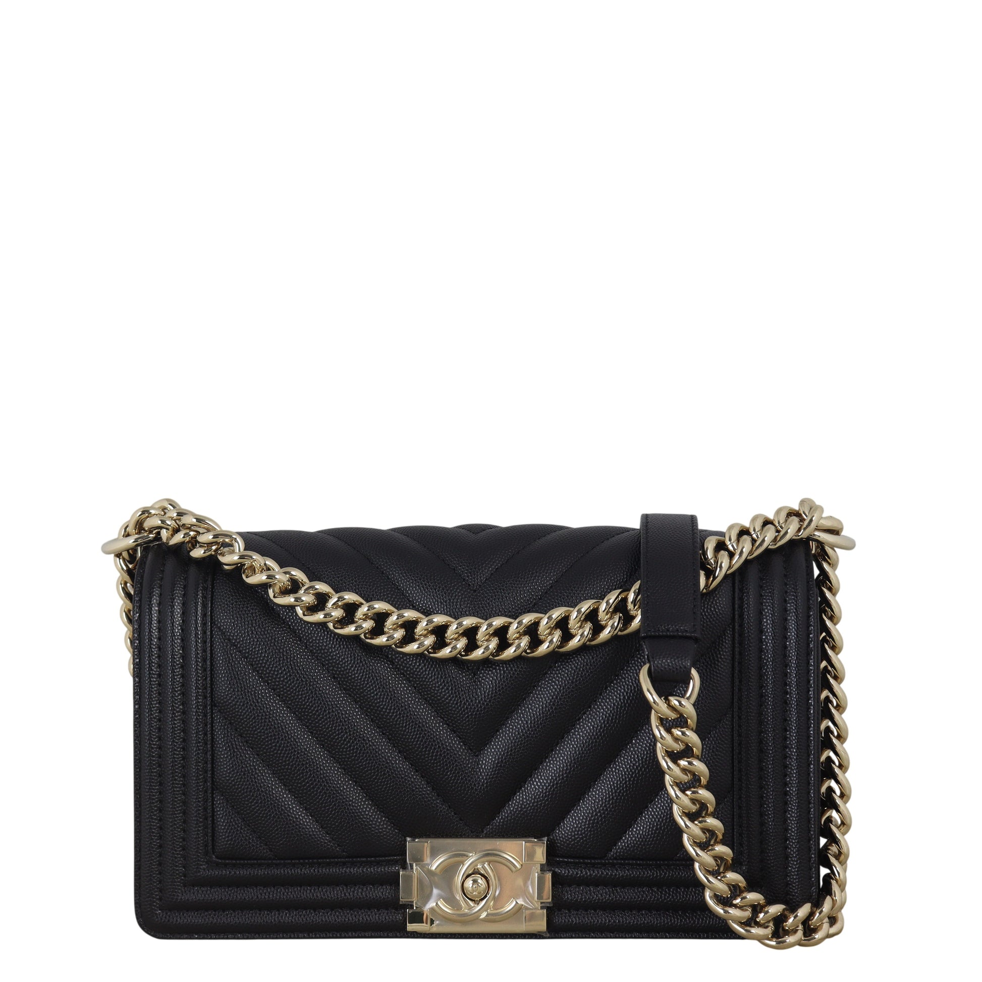 Chanel Boy Old Chevron Handbag Quilted Black Crossbody Bag Chevron 19122025