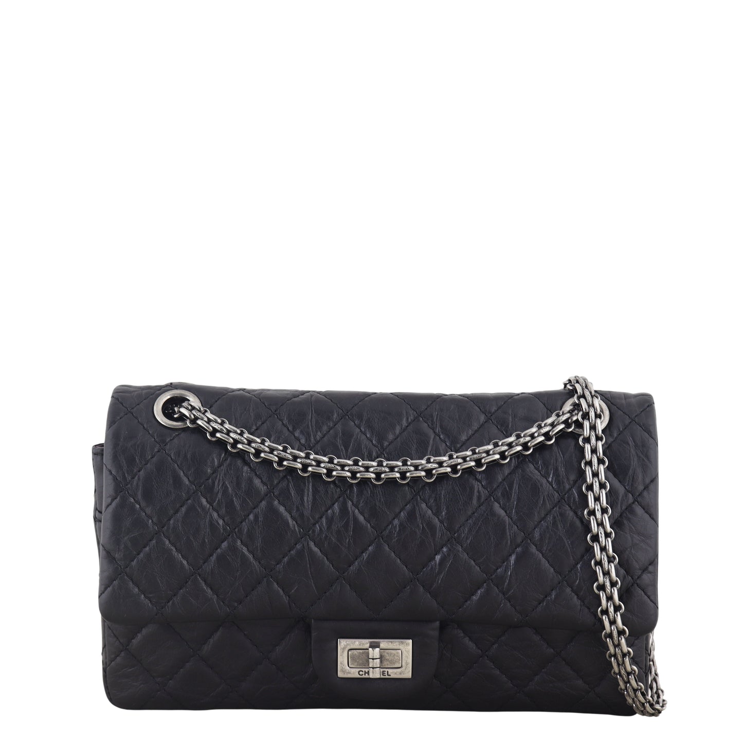 Chanel 2.55 Reissue 225 Double Bag Quilted Black Crossbody Bag