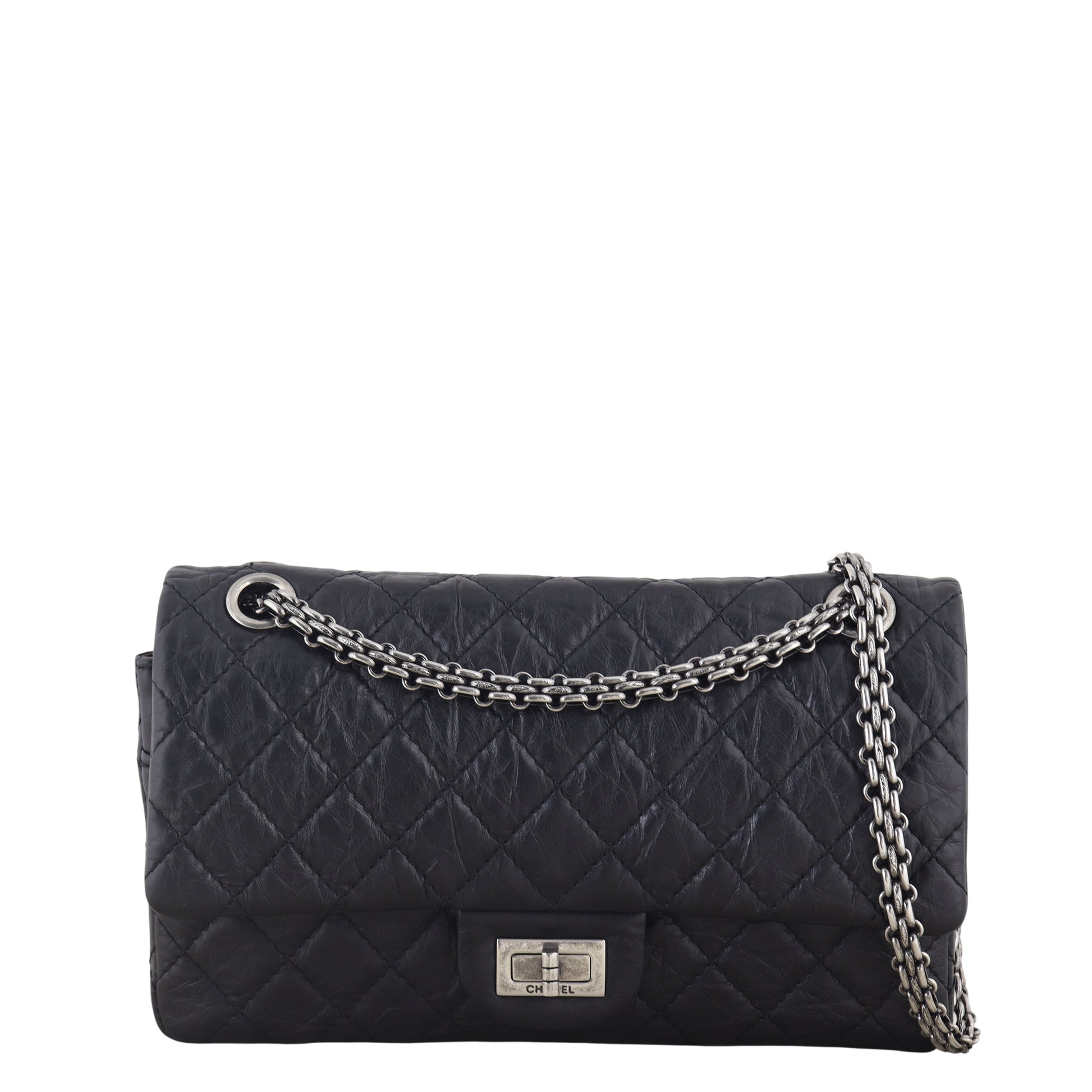 Chanel 2.55 Reissue 225 Double Bag Quilted Black Crossbody Bag