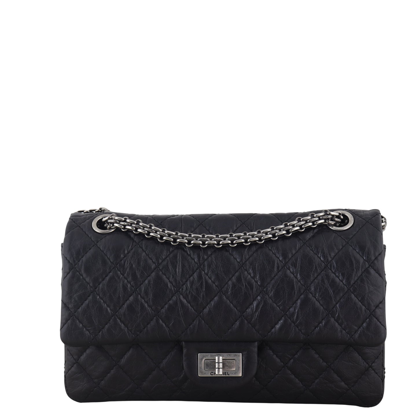 Chanel 2.55 Reissue 225 Double Bag Quilted Black Crossbody Bag