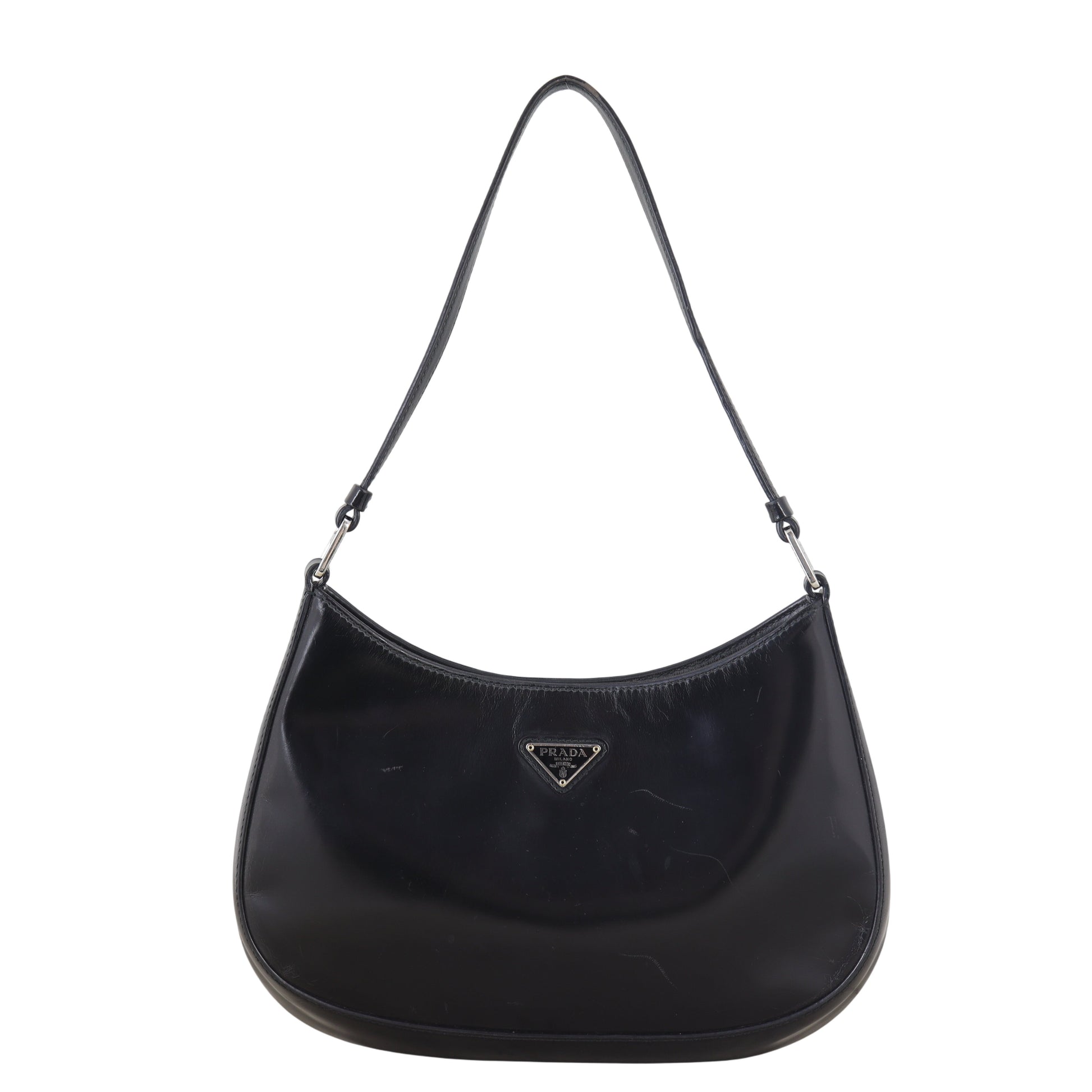 Prada Shoulder Bag Cleo Brushed 2 Leather Black