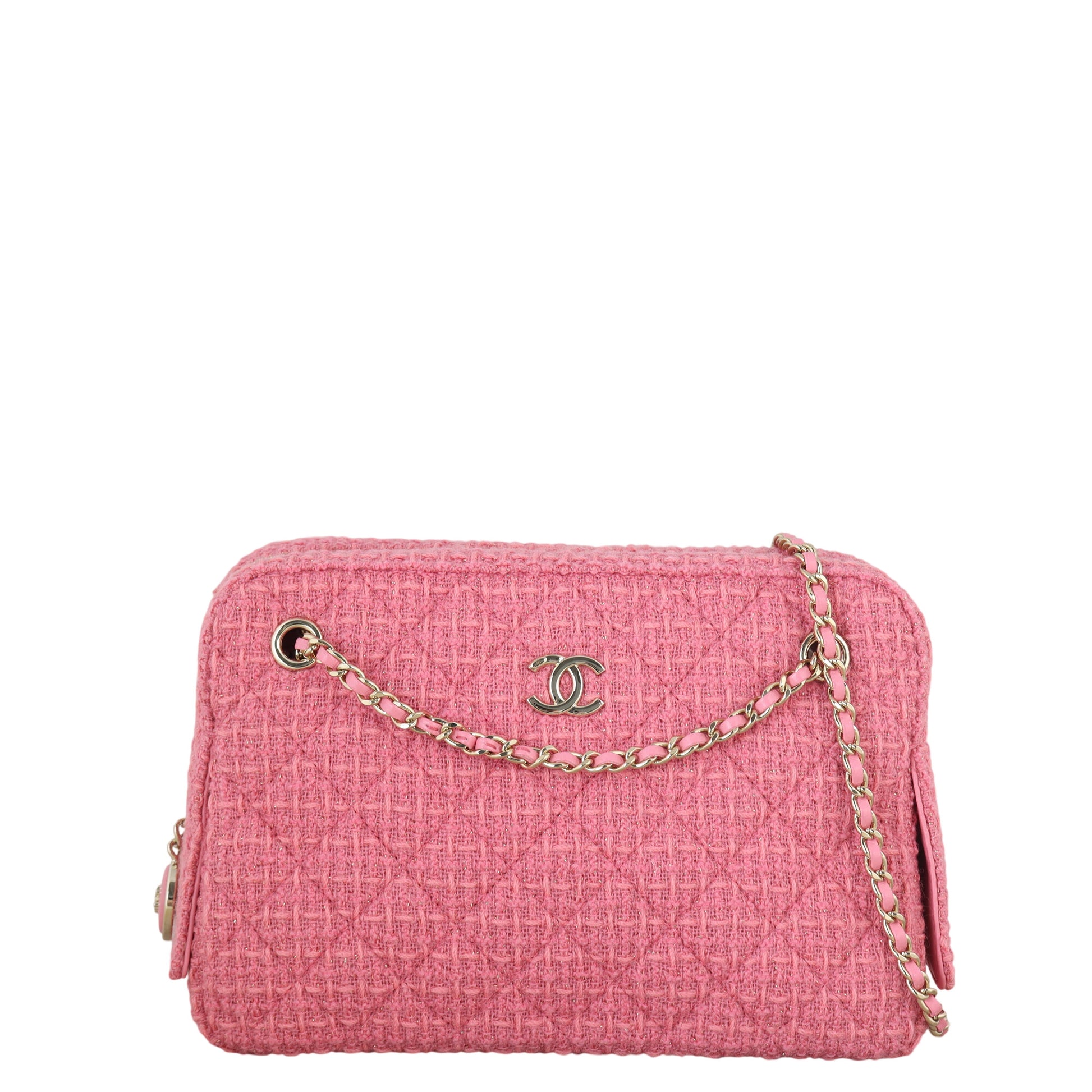 Chanel CC Camera Bag Tweed Pink Crossbody Bag