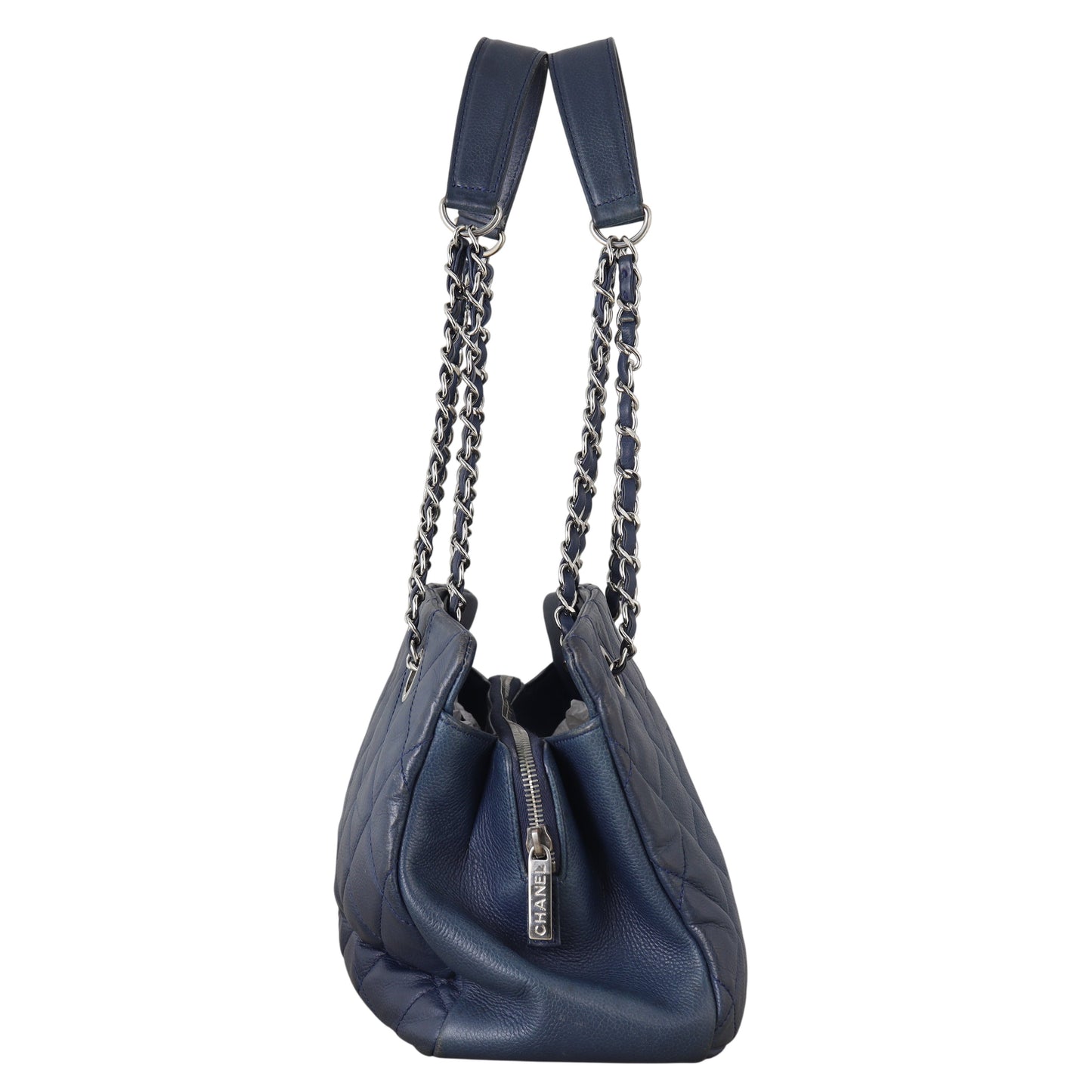 Chanel Petite Timeless Shopping Tote Quilted Blue Shoulder Bag