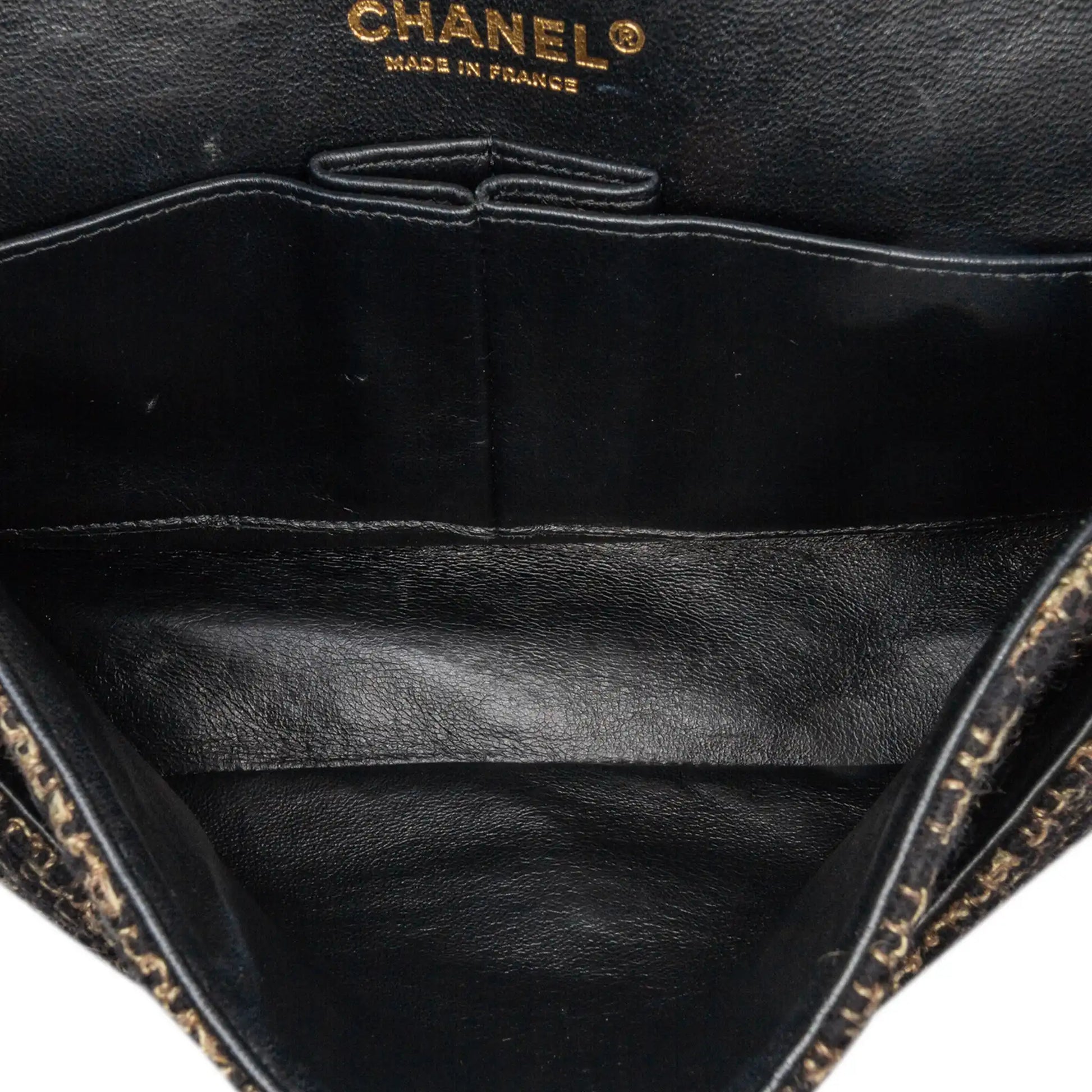 Black Chanel Medium Classic Tweed Double Flap Shoulder Bag