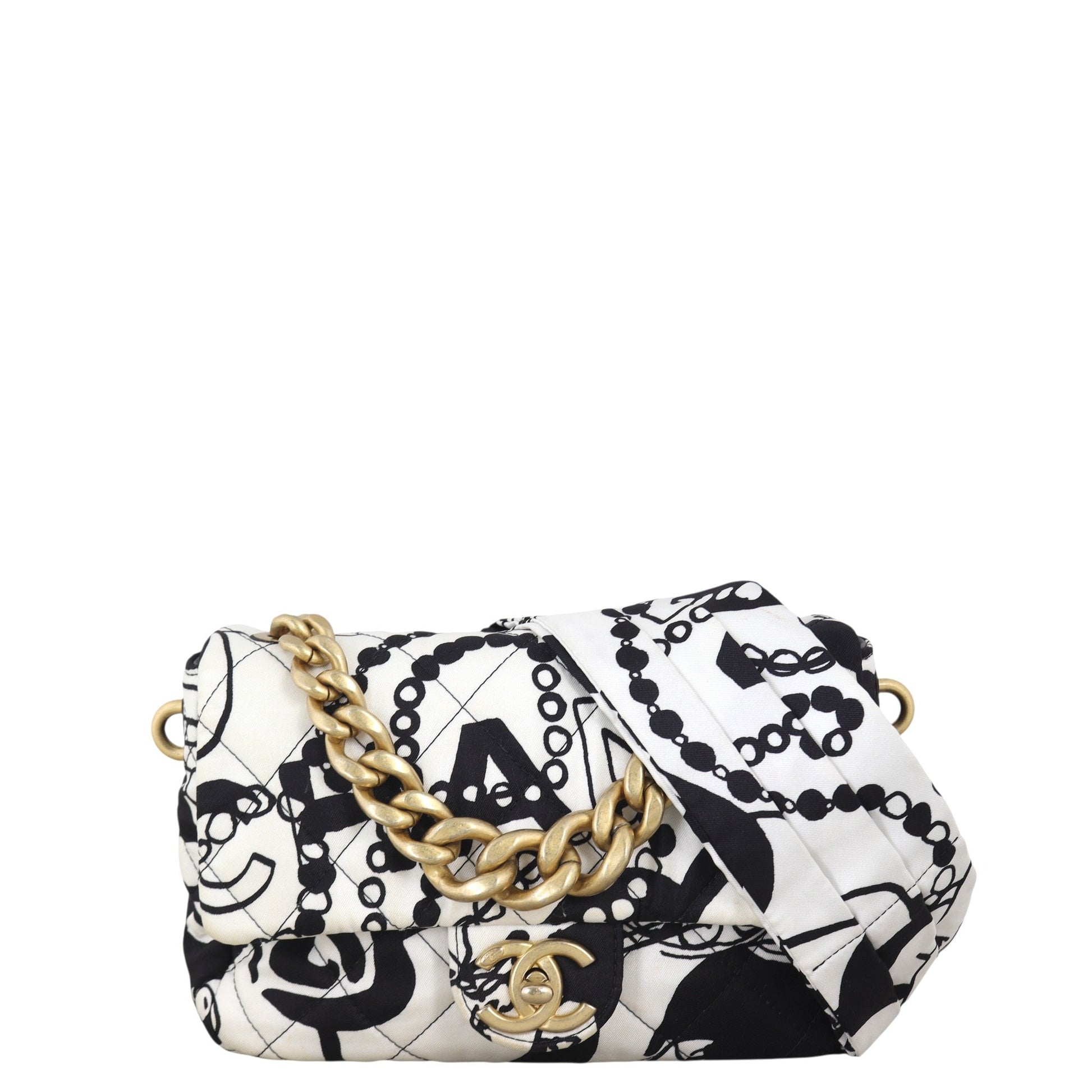 Chanel Deer Coco Flap Bag Quilted White Crossbody Bag