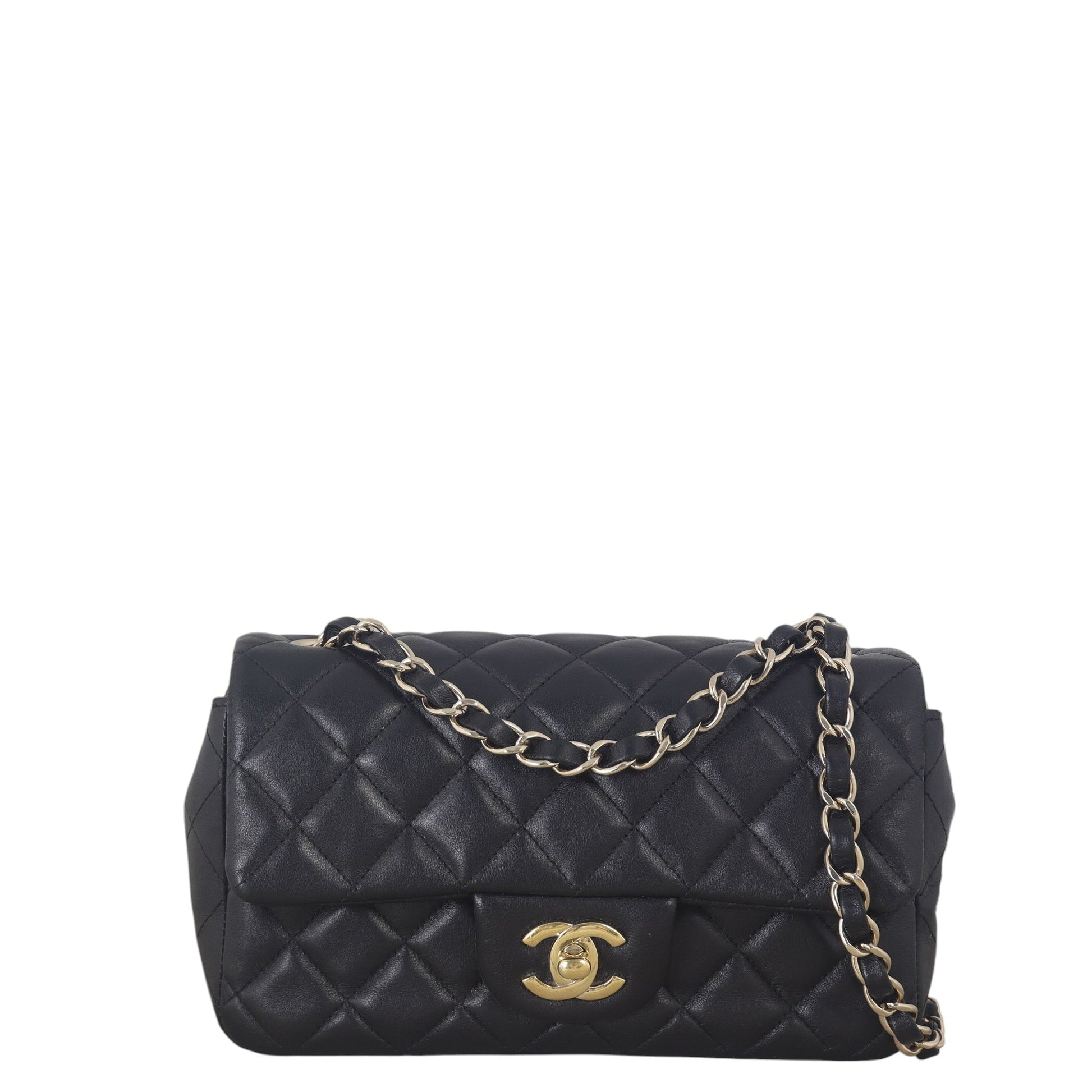 Chanel Classic Flap Mini Rectangular Bag Lambskin Quilted Black Crossbody Bag Lambskin 08012026