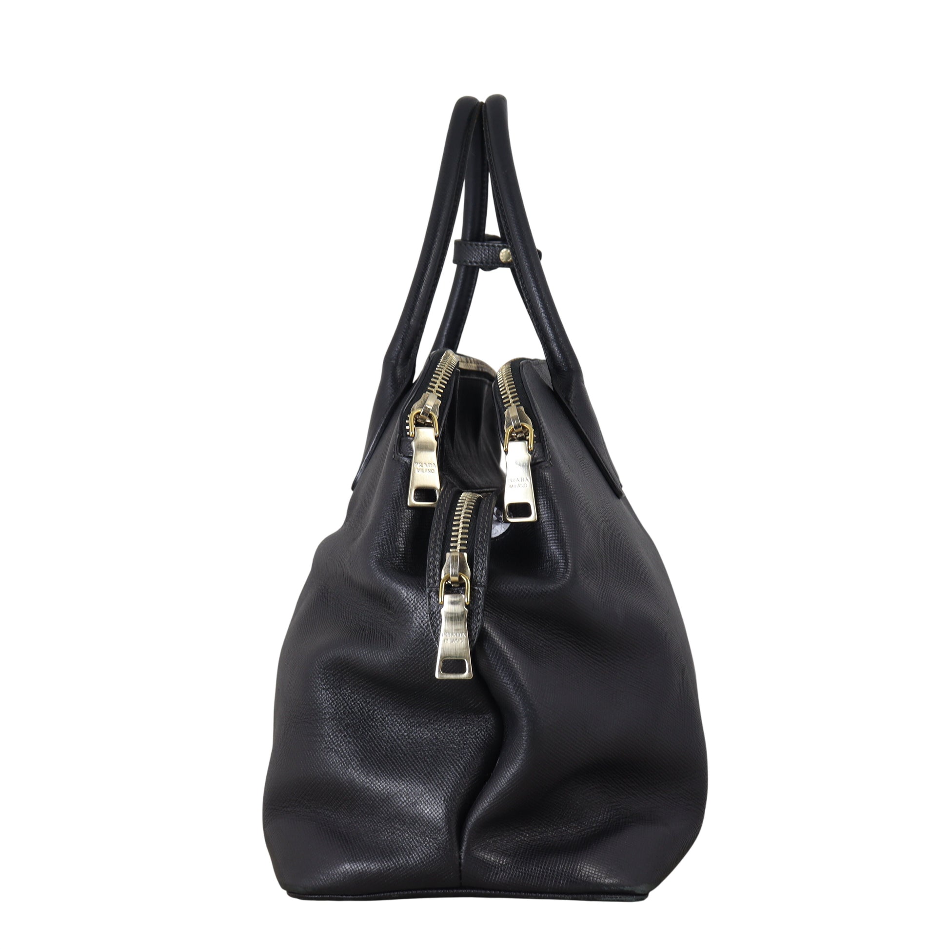 Prada Saffiano Cuir Triple Zip Dome Bag Travel Bag