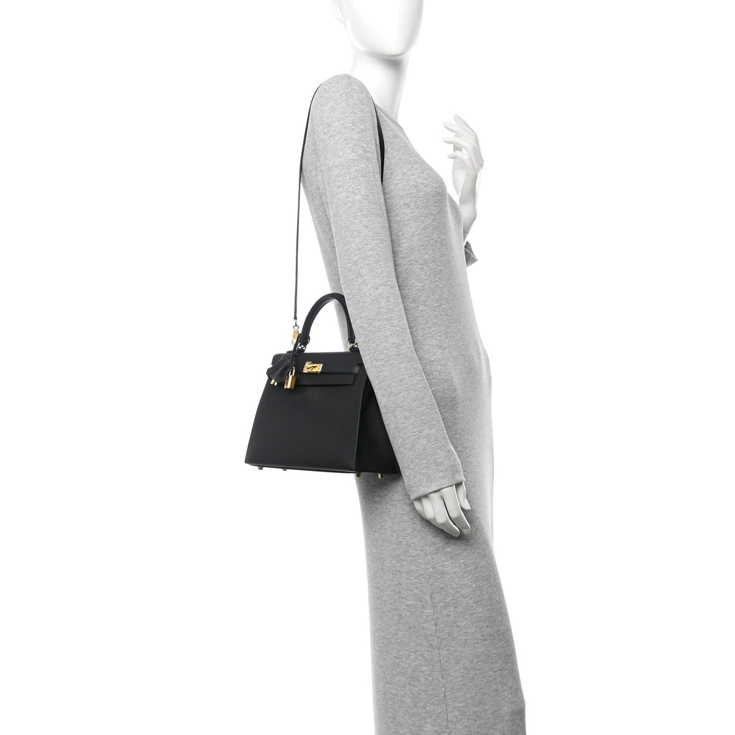 Hermes Epsom Kelly Sellier Handbag Black Travel Bag 25 Black 1746803