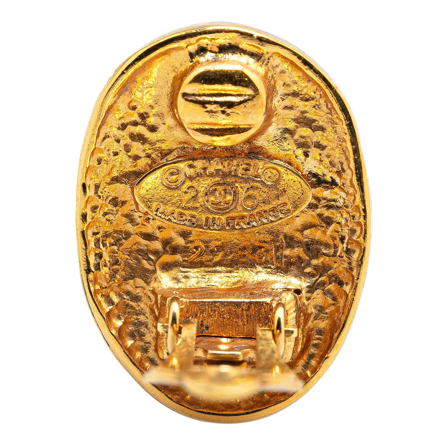 Gold Chanel Gold Plated CC Crown Clip On Earrings