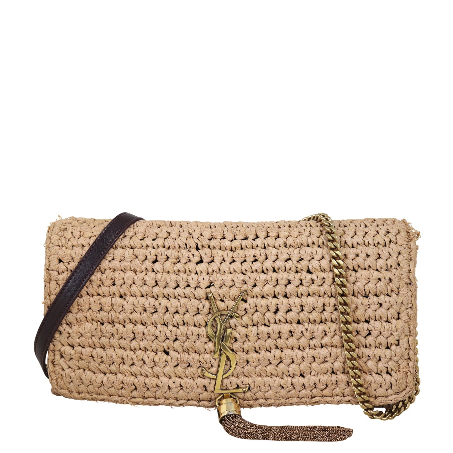 YSL Saint Laurent Kate Tassel Bag Raffia Chain Travel Bag