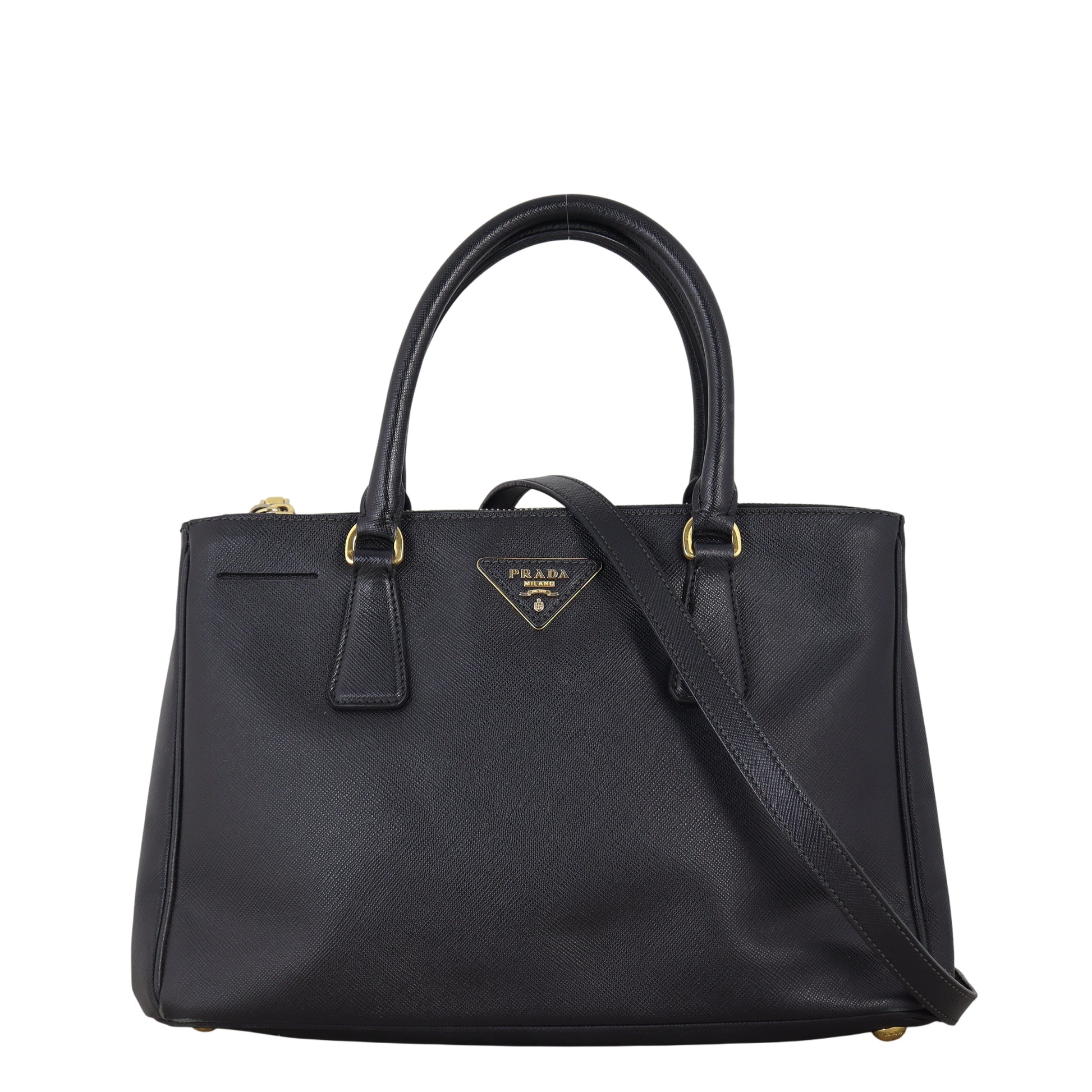 Prada Saffiano Lux Galleria Double Zip Tote Handbag Small Tote Bag