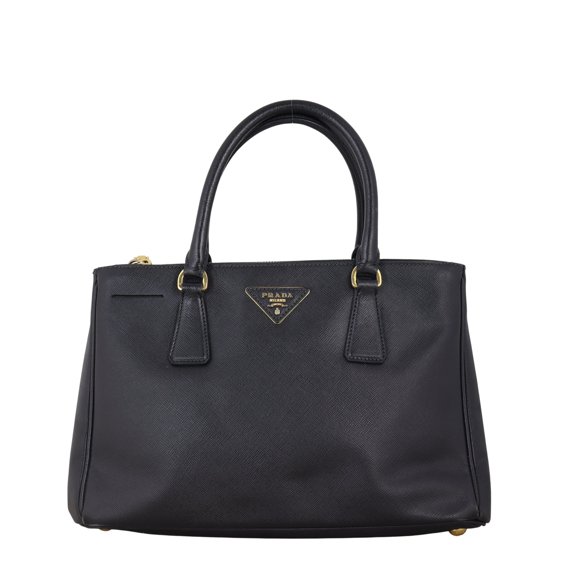 Prada Saffiano Lux Galleria Double Zip Tote Handbag Small Tote Bag