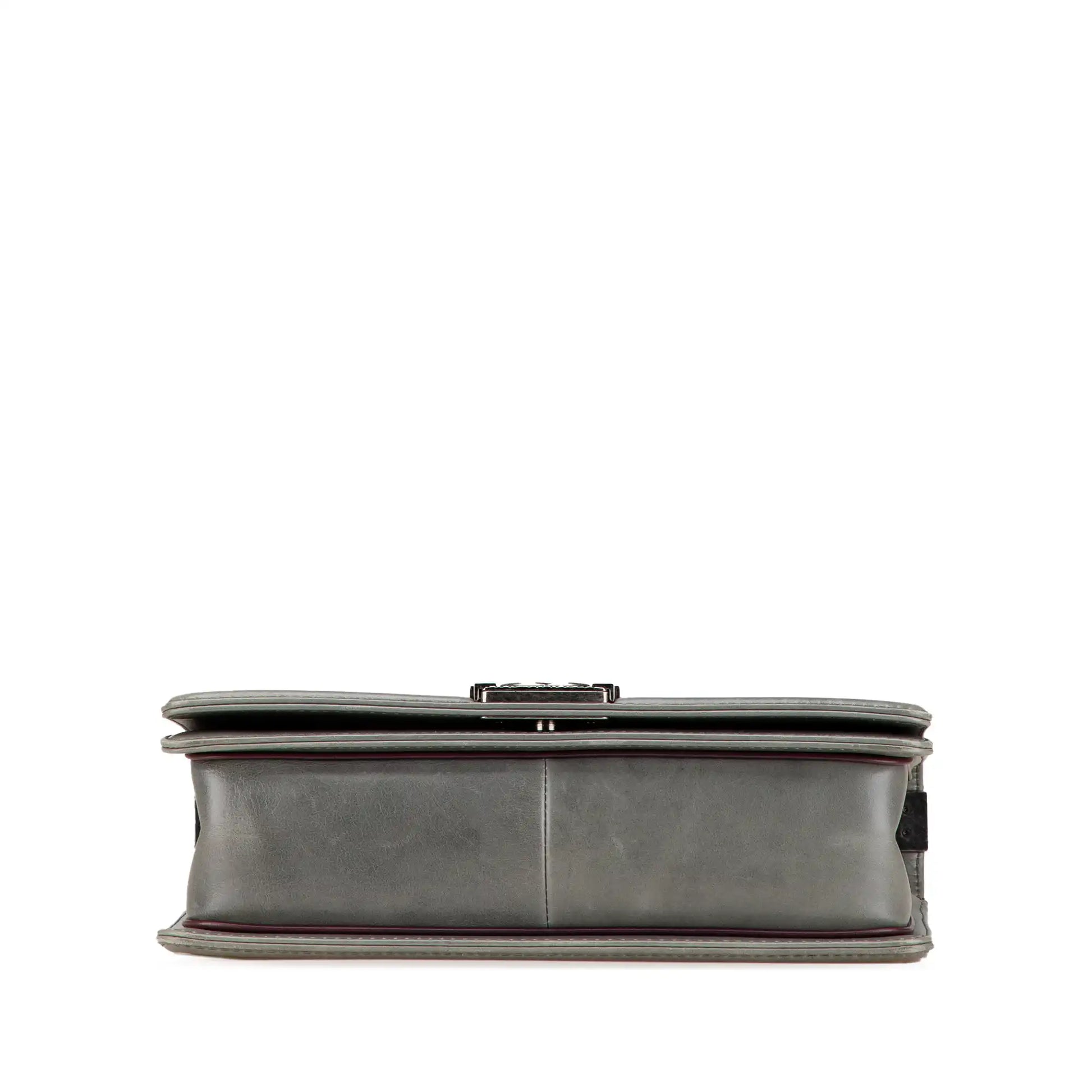 Gray Chanel Paris-Salzburg Large Embossed Calfskin Boy Flap Crossbody Bag