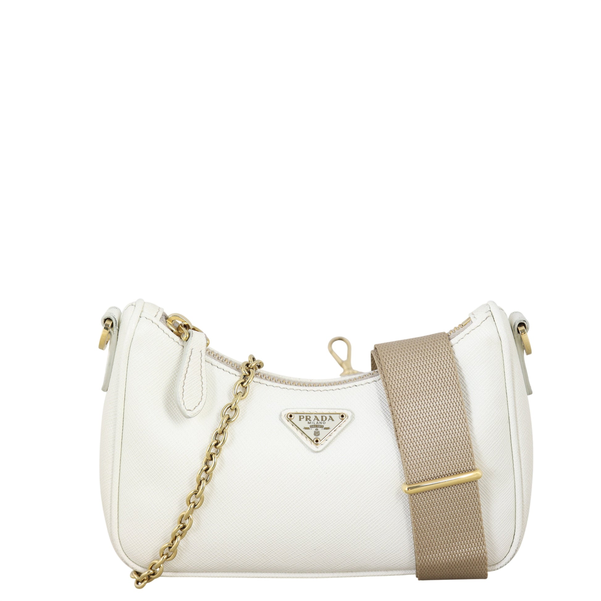 Prada Crossbody Bag Re-Edition Shoulder Bag 2 Saffiano White Mini