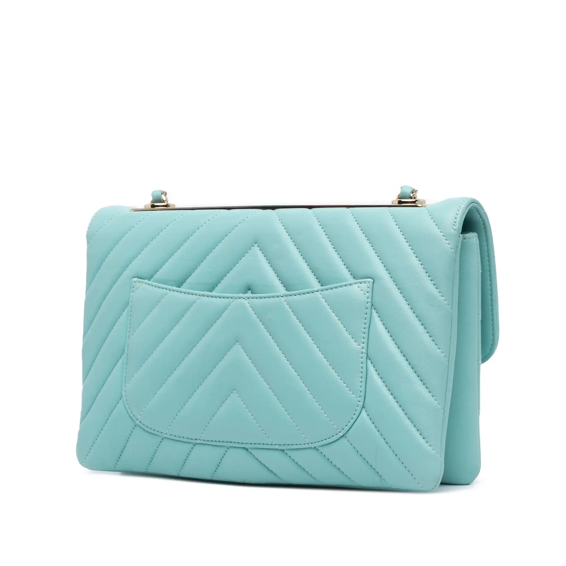 Blue Chanel Chevron Lambskin Trendy CC Flap Shoulder Bag