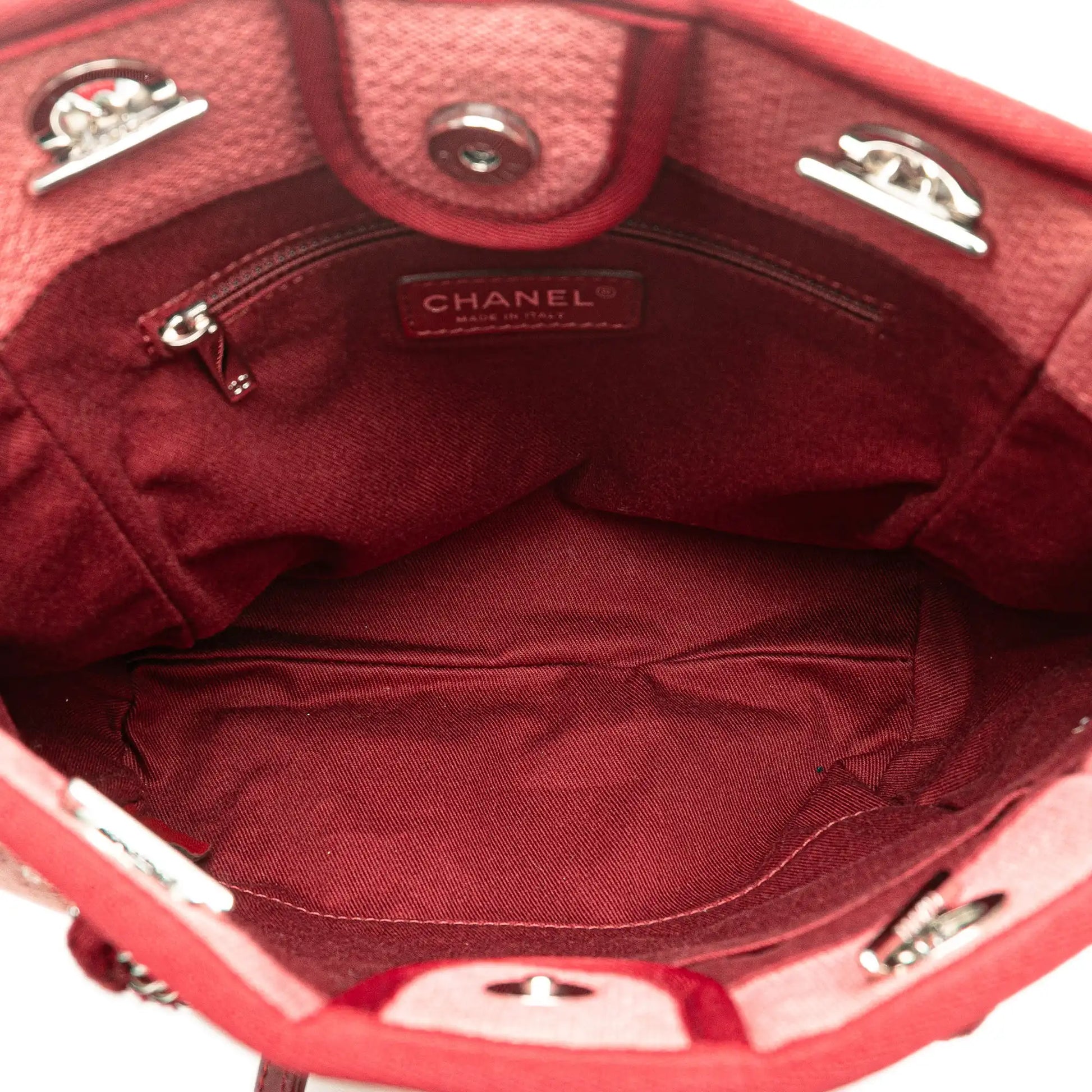 Red Chanel Mini Canvas Deauville Tote