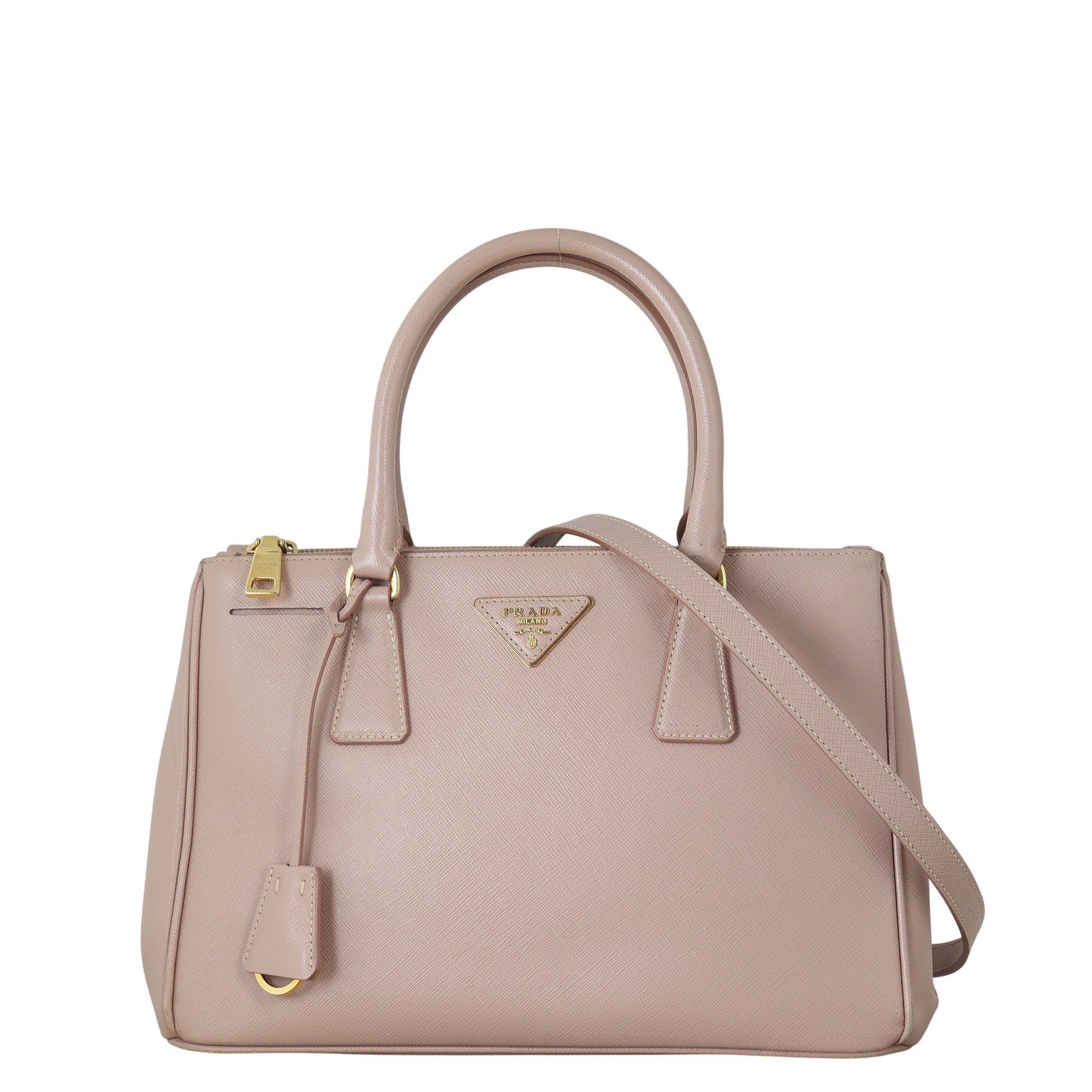 Prada Tote Bag Lux Galleria Double Tote 20 Saffiano Pink Medium Shoulder Bag