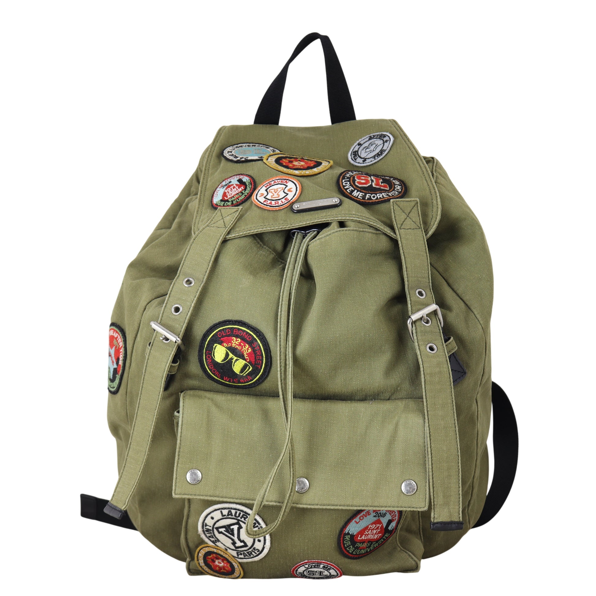 YSL Saint Laurent Saint Laurent Noe Multi Patch Backpack Canvas