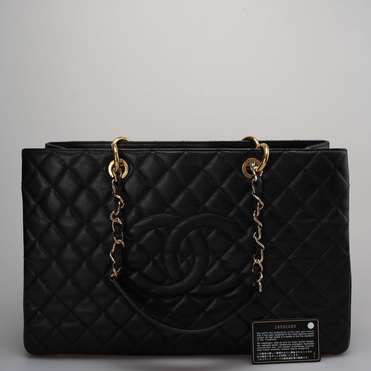 Chanel Large Black Grand Shopping XL GST Tote Bag In Caviar Leather With Gold Hardware