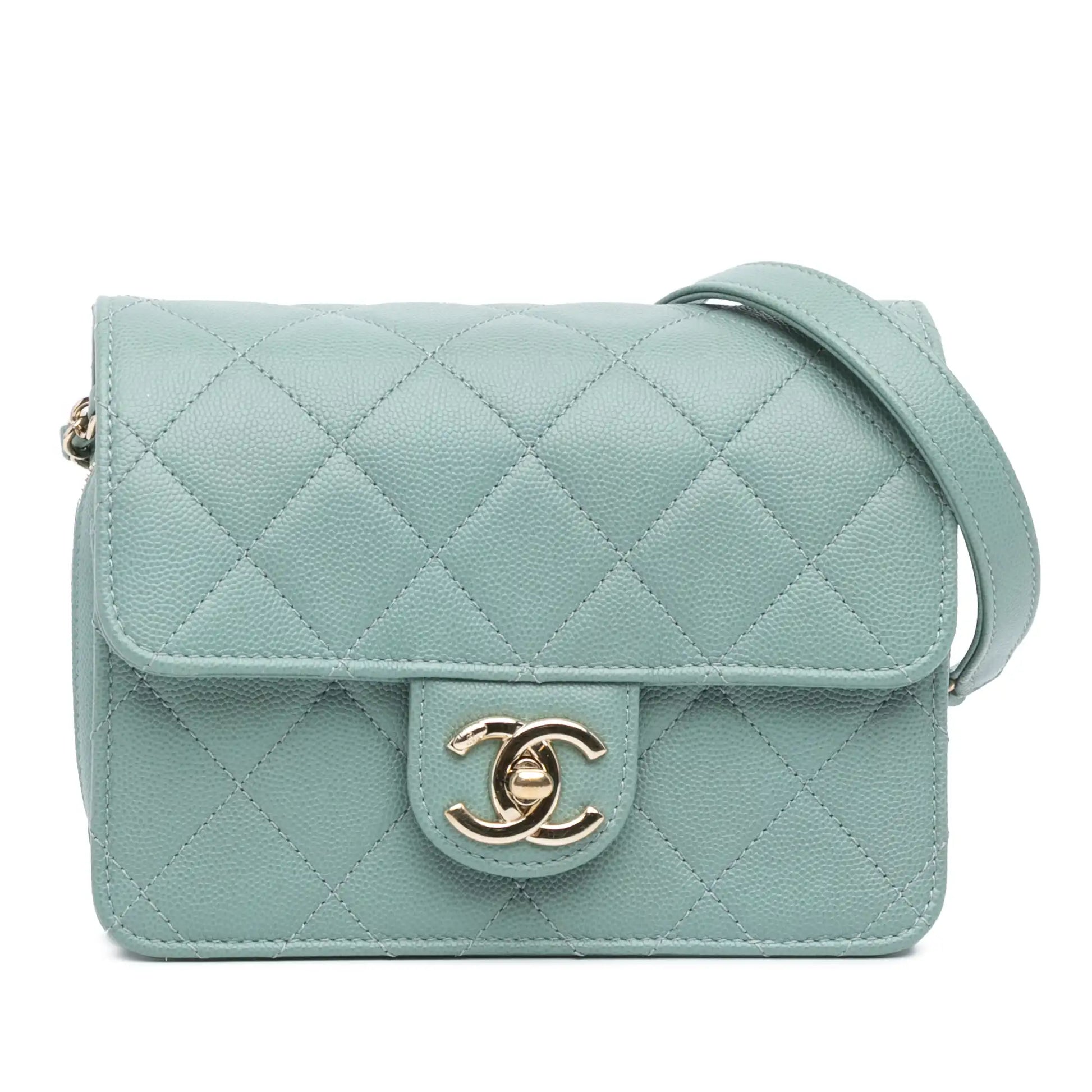 Blue Chanel Mini Caviar Like a Wallet Flap