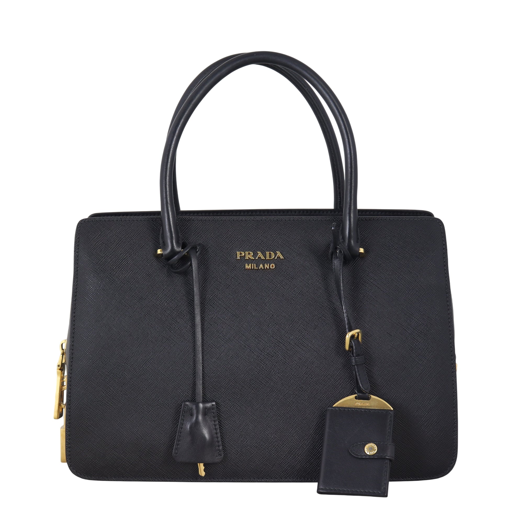 Prada Tote Bag City Calf Tote Saffiano Black