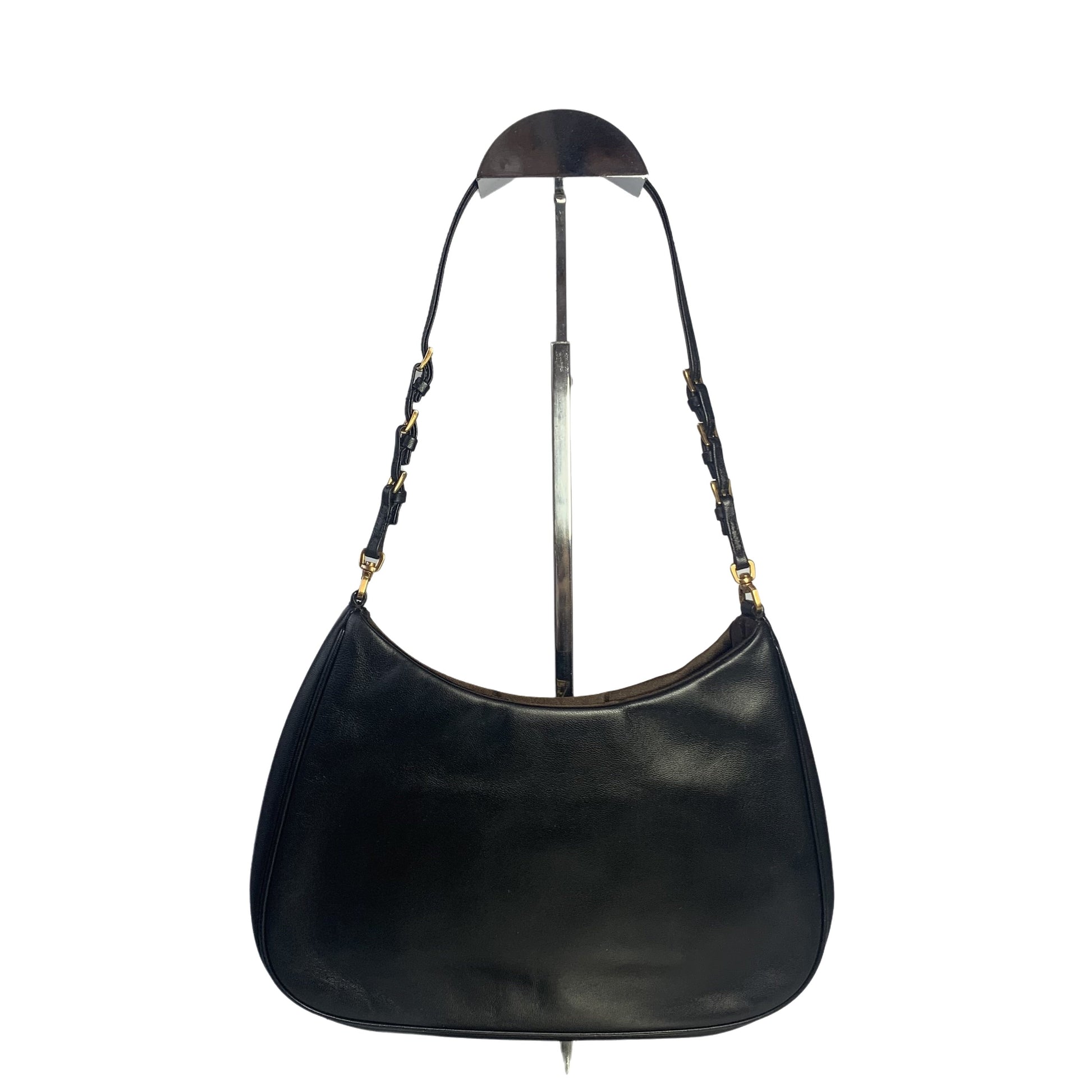 Prada Cleo Hardware Handbag Leather Black Travel Bag