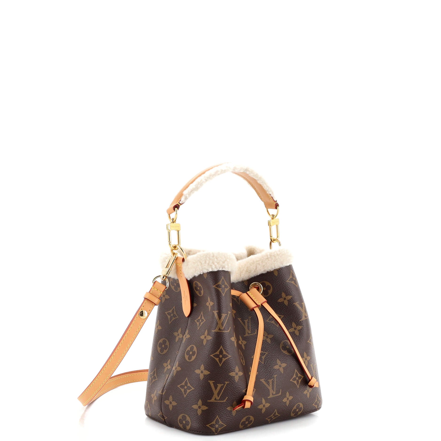 Louis Vuitton Neonoe Handbag With Shearling Bb Canvas Monogram Bucket Bag