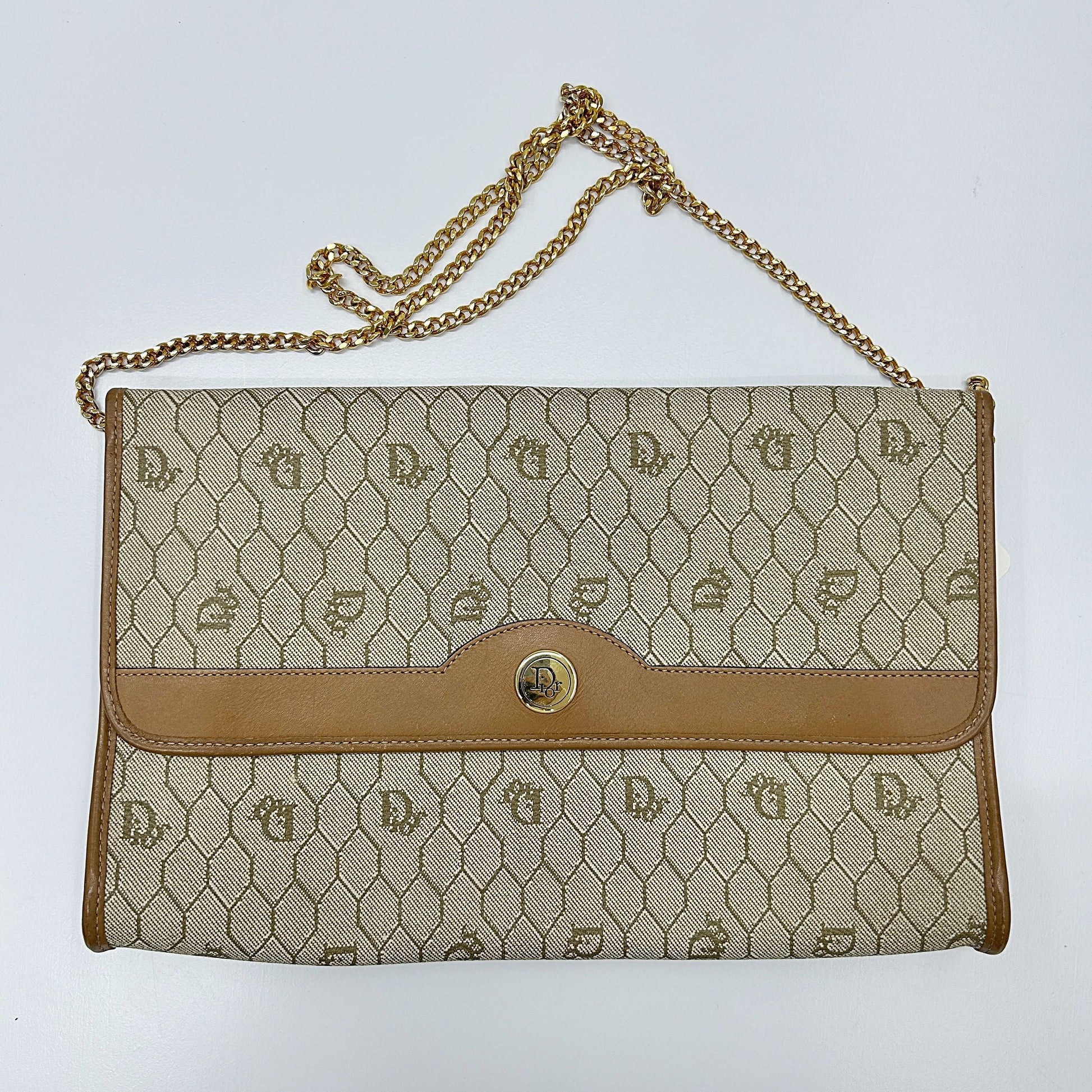 Dior Shoulder Bag Christian Pvc Auth di2020ce Leather Beige Medium
