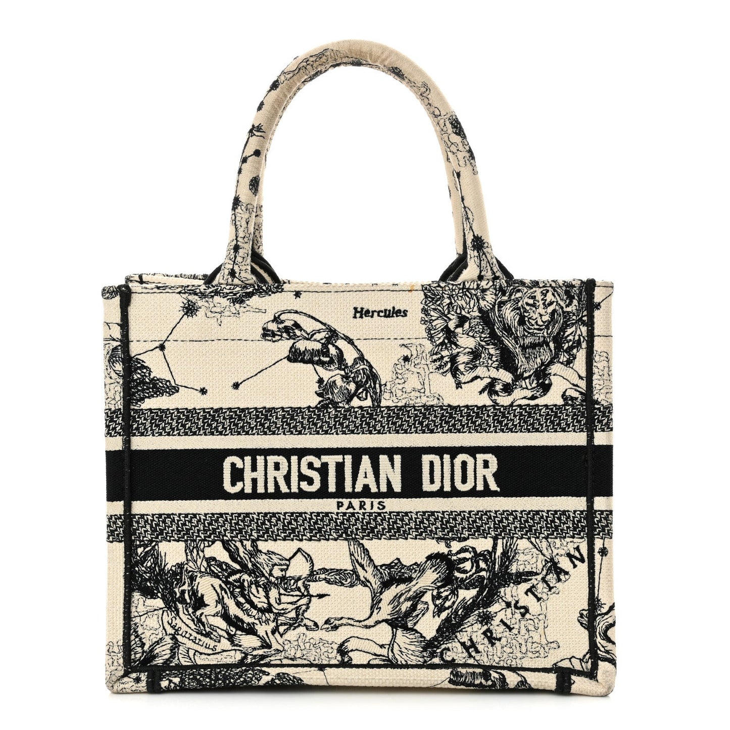 Dior Handbag Christian Zodiac Toile De Jouy Book Tote Canvas Small Embroidered Tote Bag