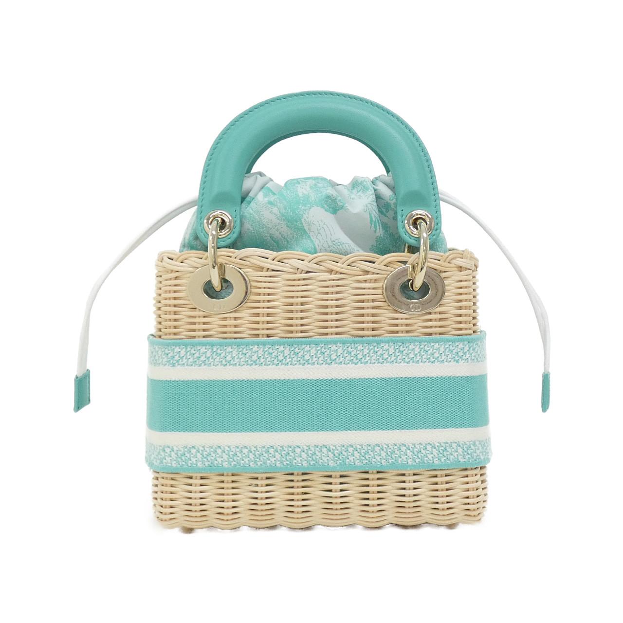 Dior Christian Lady Bag Canvas Wicker Travel Bag