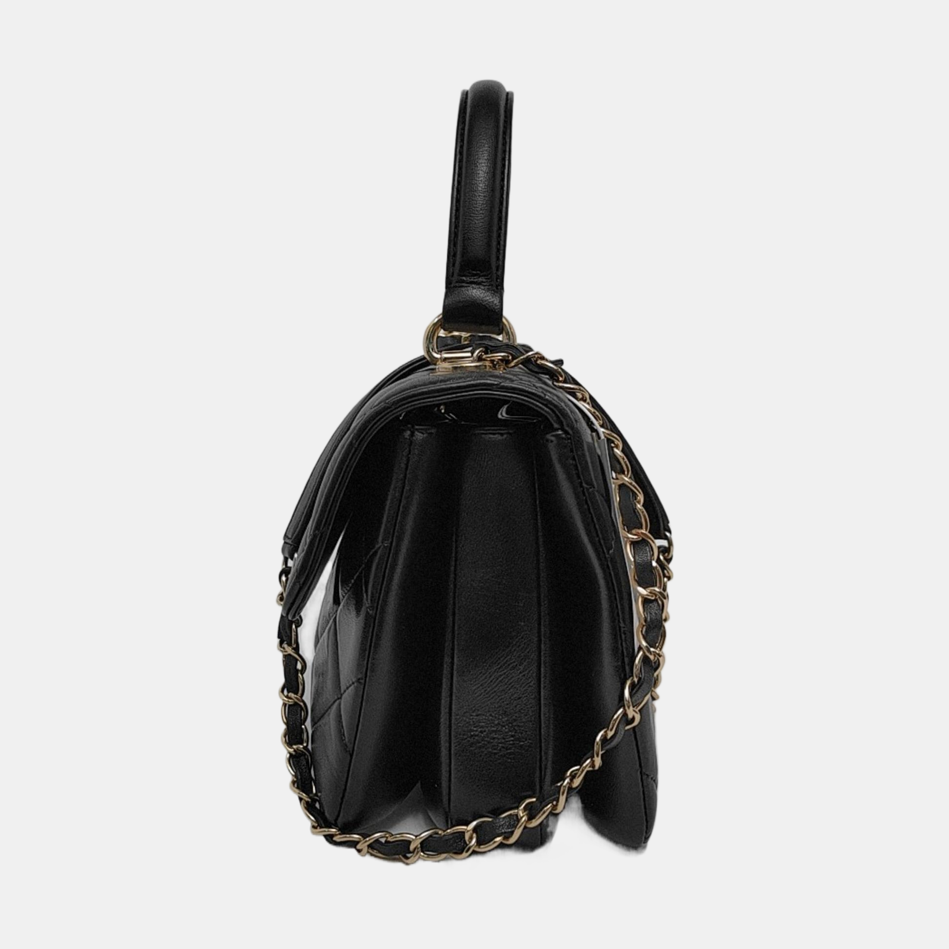 Chanel Trendy CC Lambskin Hardware Black Gold Small Leather Handbag