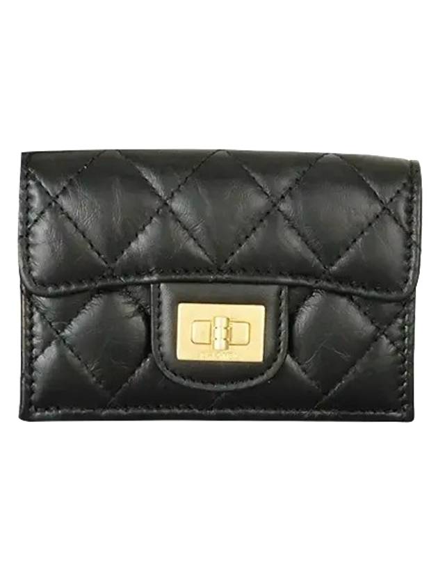 2.55   Tri-Fold Calfskin Half Wallet Black Chanel