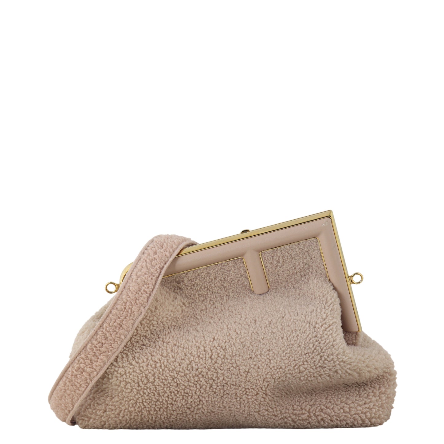 Fendi Shoulder Bag First Clutch with Strap Shearling Medium Clutch Bag