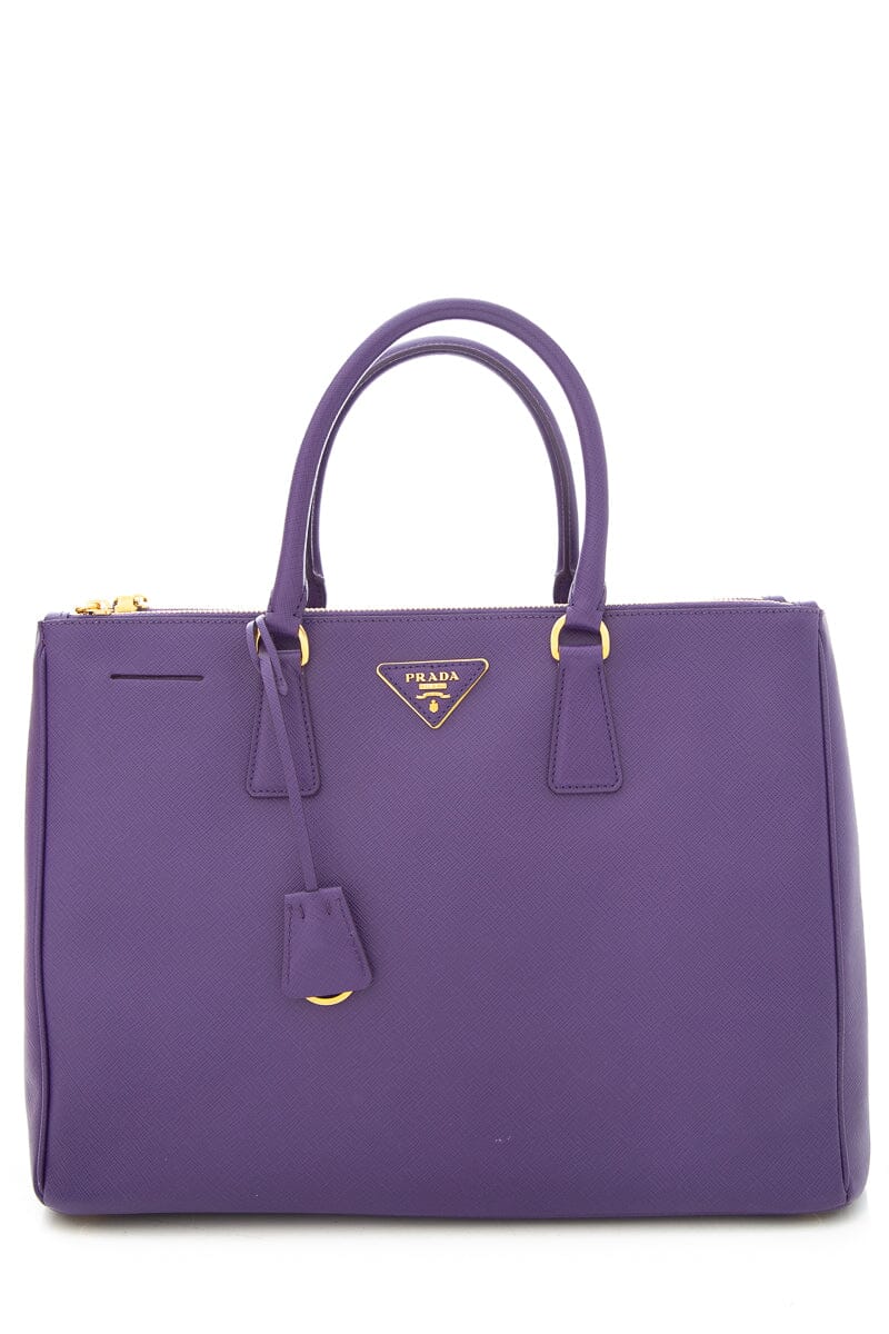 Prada Galleria Double Tote Leather Saffiano Purple Tote Bag
