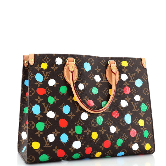 Louis Vuitton Onthego Tote Yayoi Kusama Painted Dots Mm Canvas Monogram Tote Bag
