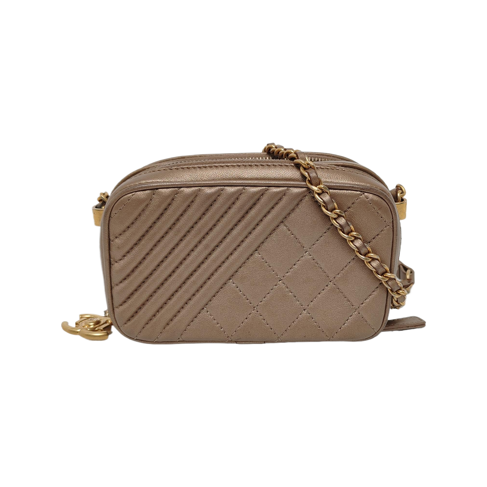 Chanel Mademoiselle Camera Copper Lambskin Gold Leather Mini Bag