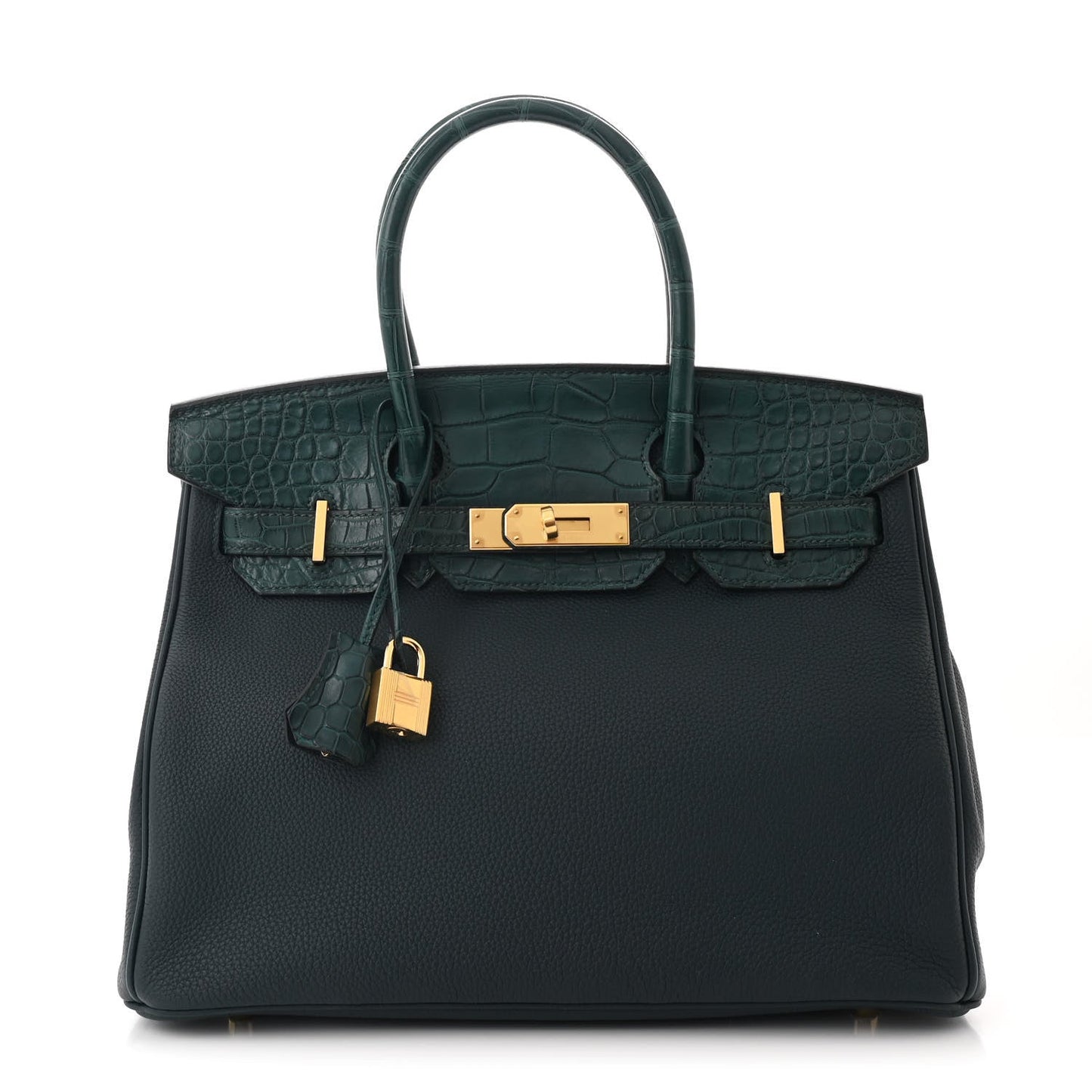 Hermes Togo Matte Alligator Birkin Touch Vert Cypress Handbag Travel Bag