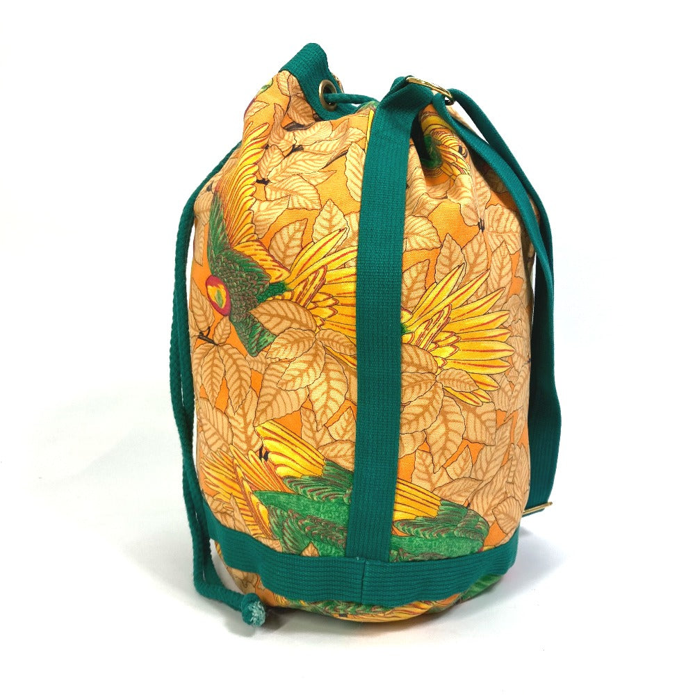 Hermes Shoulder Bag Bird Pattern Purse Women Canvas Green