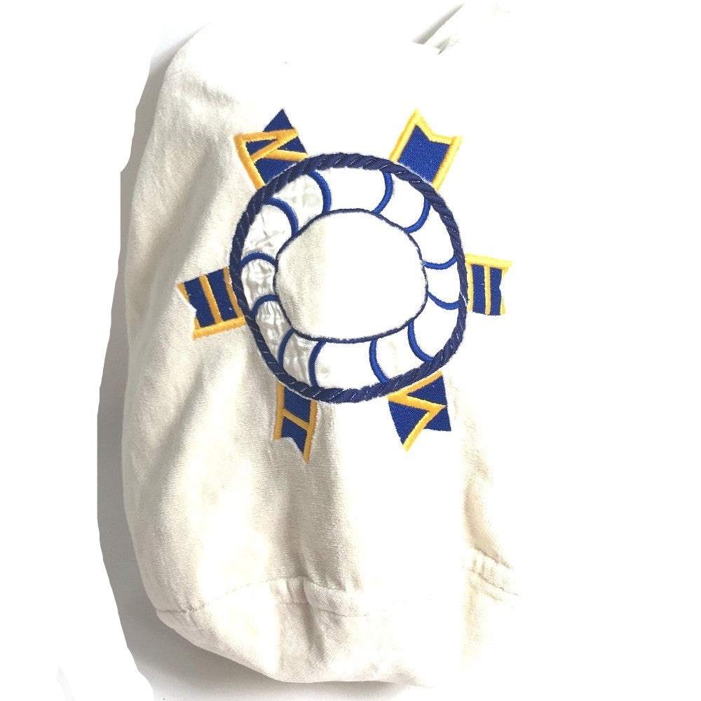 Hermes Shoulder Bag Cotton Marine Pattern Purse Women White