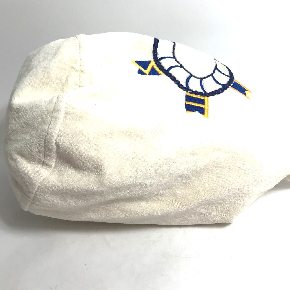 Hermes Shoulder Bag Cotton Marine Pattern Purse Women White
