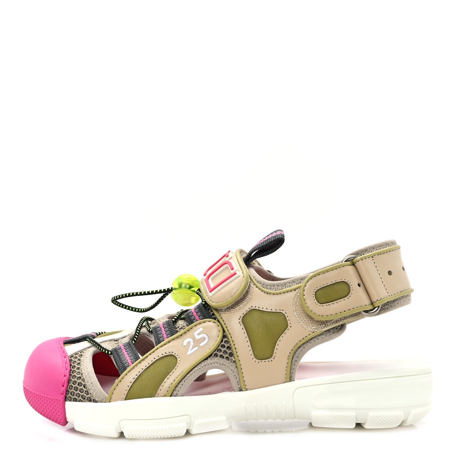 Gucci Mesh Fabric Tinsel Sport Sandals 36 Loess Sand Box Pink