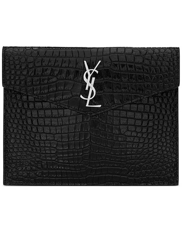 YSL Saint Laurent Saint Laurent Trending Crocodile Uptown Pouch Bag Black Travel Bag