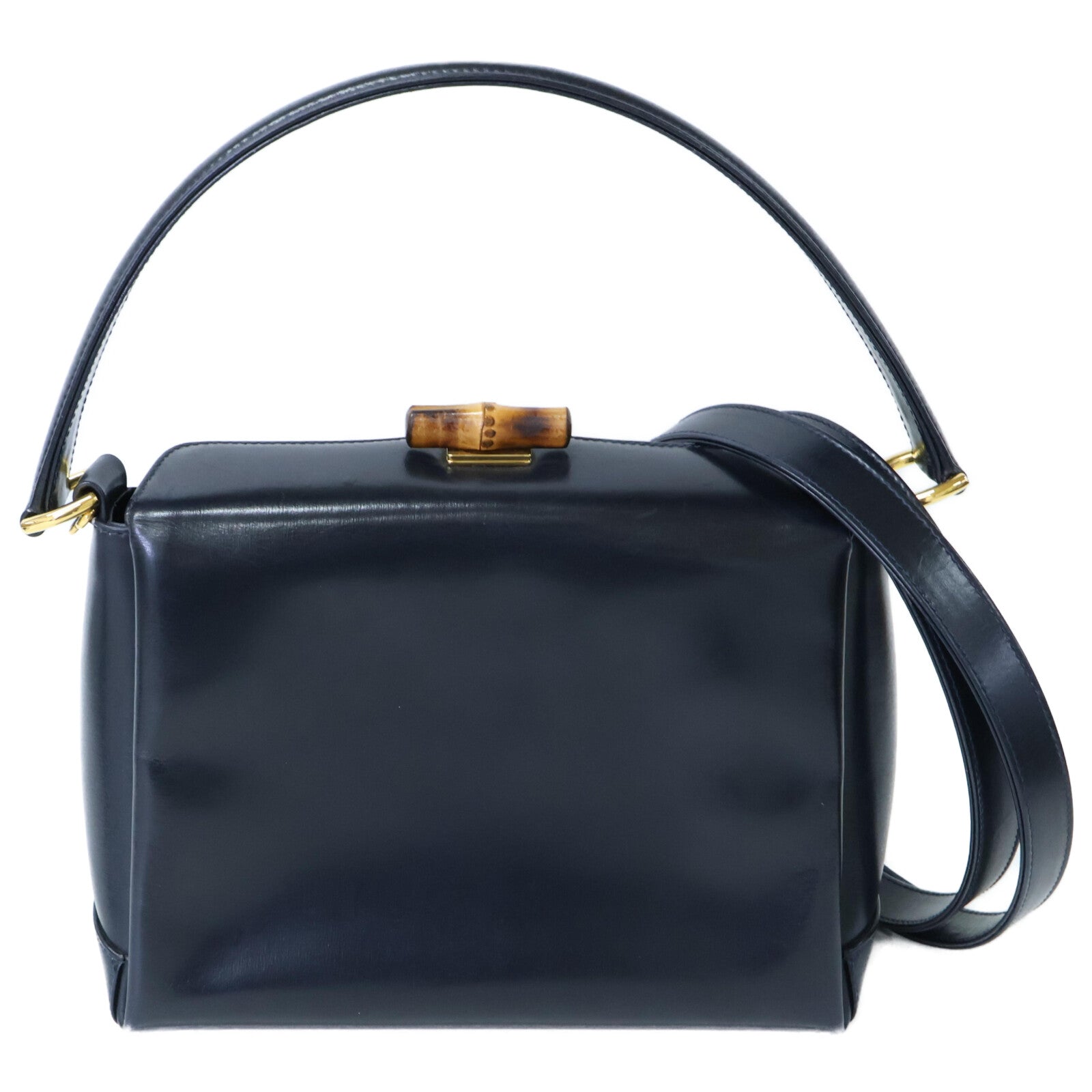Gucci Bamboo Turn Lock 2Way Shoulder Bag Leather