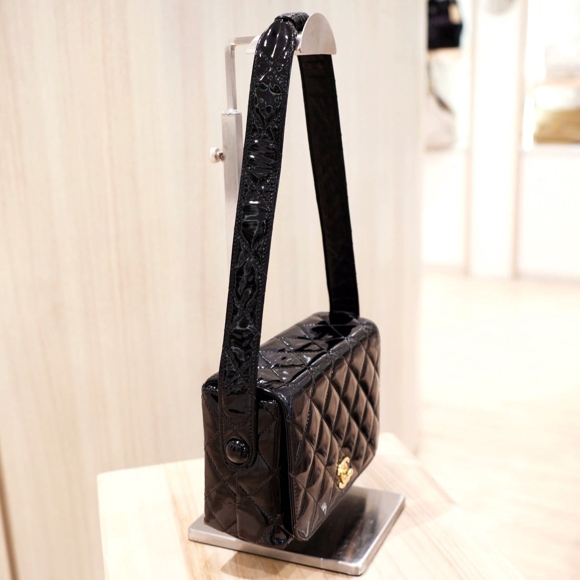 Chanel   patent leather kelly bag