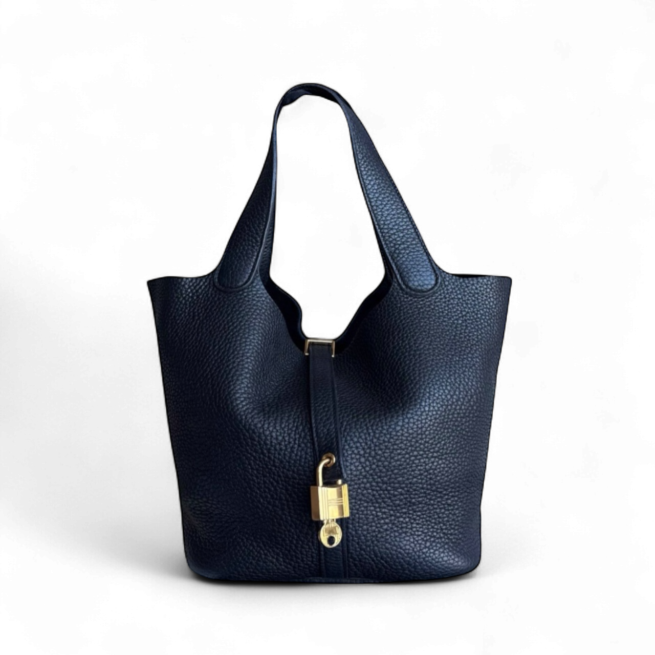 Hermes Picotin Noir Clemence Golden Hardware Handbag Travel Bag