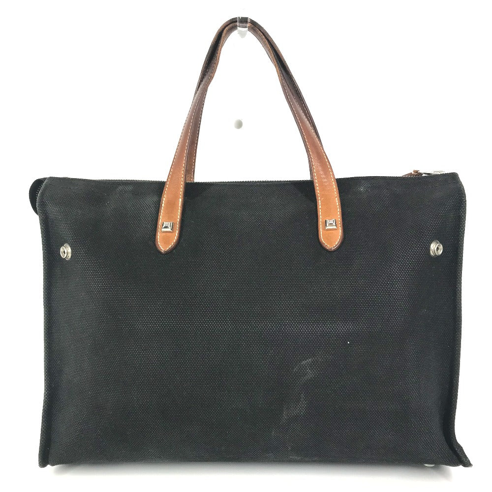 Hermes Business Bag Medall Studs Leather Canvas Black Travel Bag