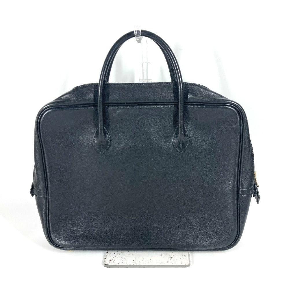 Hermes Business Bag Eiffel Mens Leather Black Travel Bag